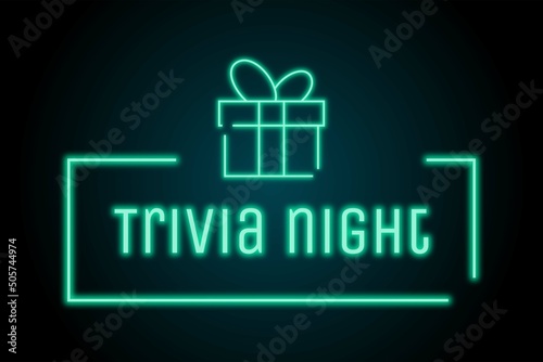 Trivia night notice neon board. Vector for banners, cards and social media ads.