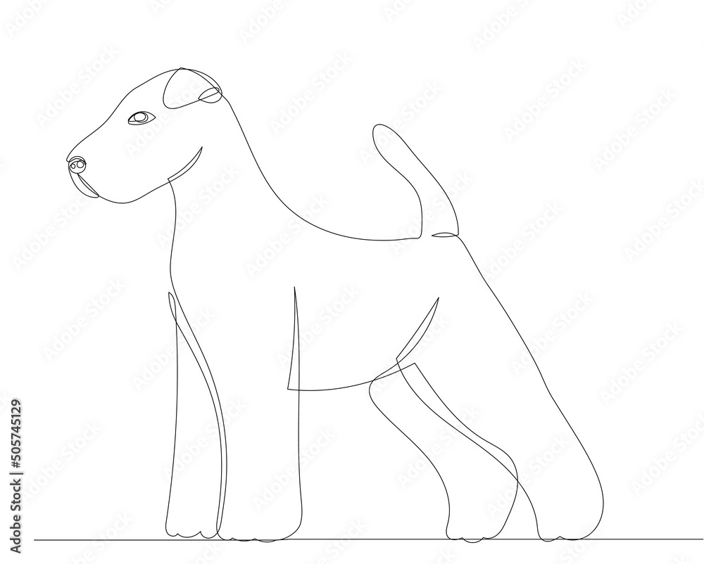 dog drawing in one continuous line, isolated, vector