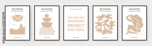Abstract Matisse Art Set, Aesthetic Modern Art, Minimalist Art, Illustration, Vector, Poster, Postcard. A set of abstract fashion creative art