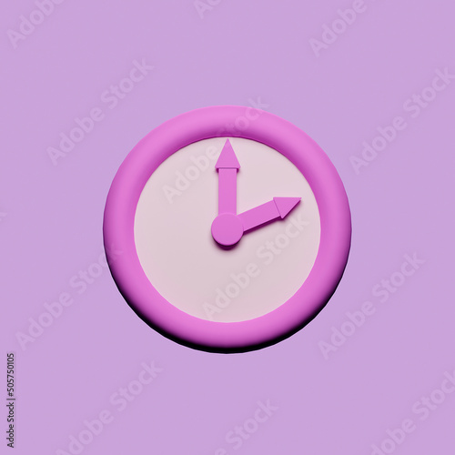 Concept of time. analog clock onpink background. Minimal design for banner, flyer, poster, web site. 3d rendering. 