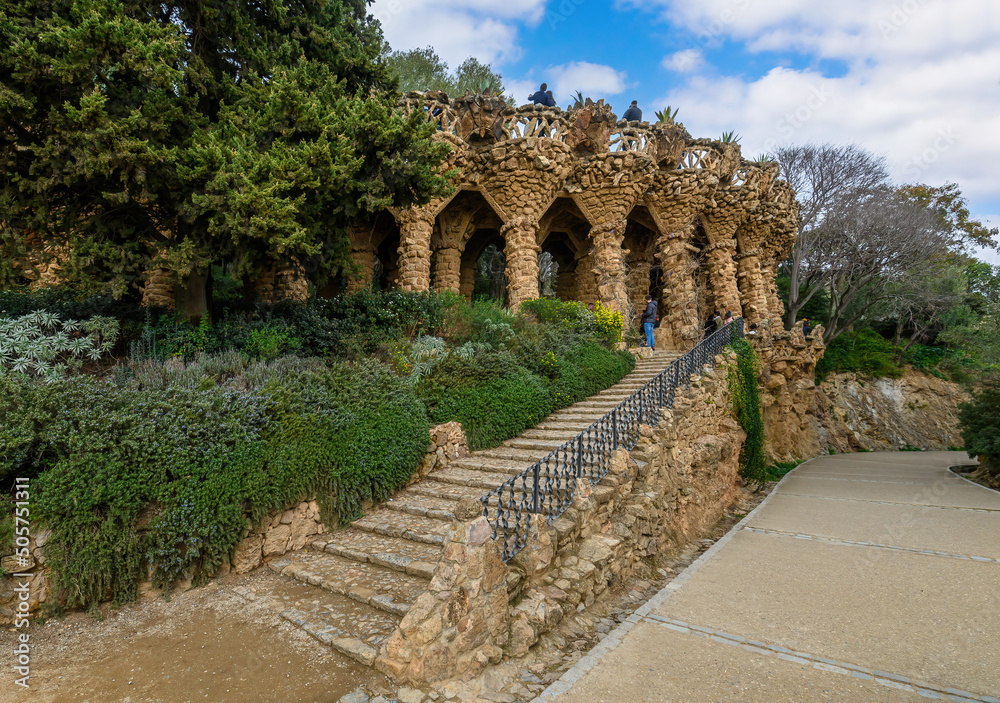 Park Guell designed by Antoni Gaudi in Barcelona, Spain.