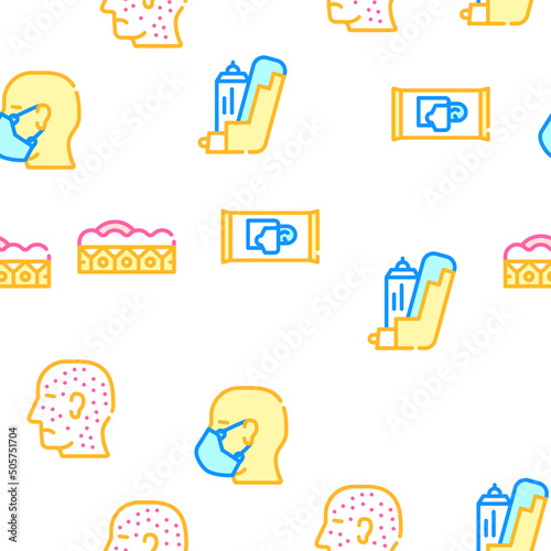 Allergy Health Problem Vector Seamless Pattern Color Line Illustration