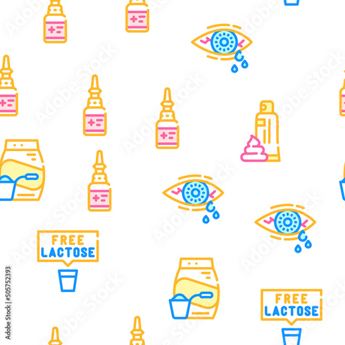 Allergy Health Problem Vector Seamless Pattern Color Line Illustration