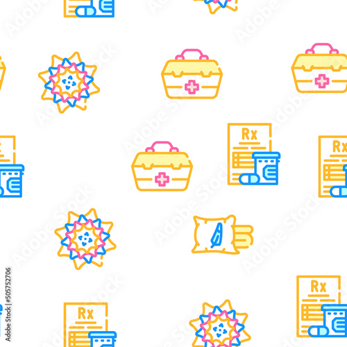 Allergy Health Problem Vector Seamless Pattern Color Line Illustration