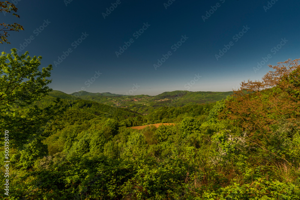 Landscape near Banska Stiavnica town in sping fresh color morning