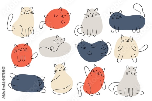 Photography Abstract doodle cats set
