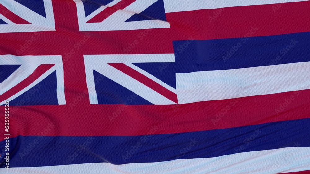 Flag of Hawaii state, region of the United States, waving at wind. 3d rendering Flag of Hawaii state, region of the United States, waving at wind. 3d rendering