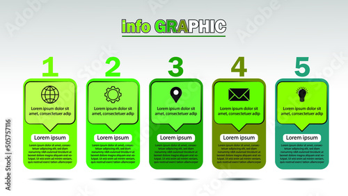 Vector Infographic  with 5 options or steps. Infographics for business concept. Can be used for presentations banner, workflow layout, process diagram, flow chart, info graph, Time Line.