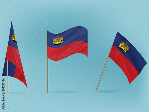 National flag of Liechtenstein vector.Waving flag of Liechtenstein from different angle