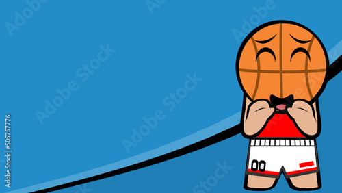 basketball head character cartoon illustration background in vector format
