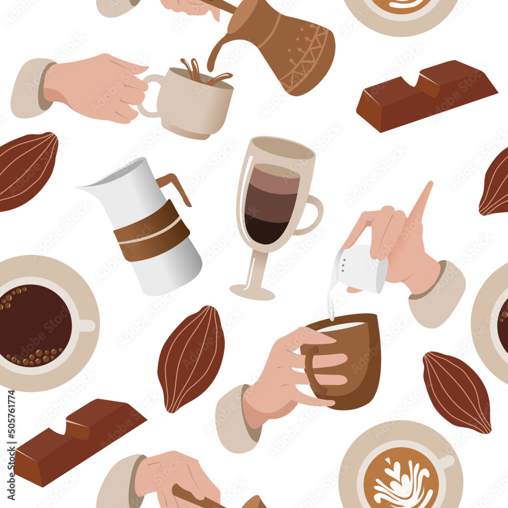 seamless pattern coffee cooking drink background cafe