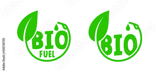Bio fuel pump or biodiesel. Biofuel is fuel made from biomass. Bio fuels are available in solid, liquid or gaseous form. Vector refill symbol or pictogram. Car fill flling station location logo.