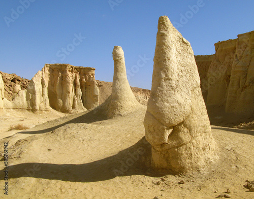 Iran - Hormozgan / Qeshm island - Odd geological rock formations on the bottom of Fallen Star valley