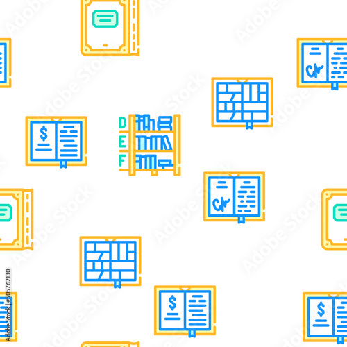 Book Library Shop Vector Seamless Pattern Color Line Illustration
