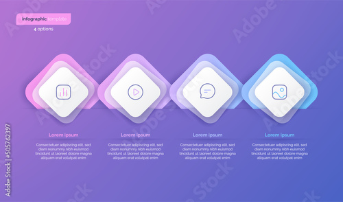 Abstract vector gradient minimalistic infographic template composed of 4 rounded squares