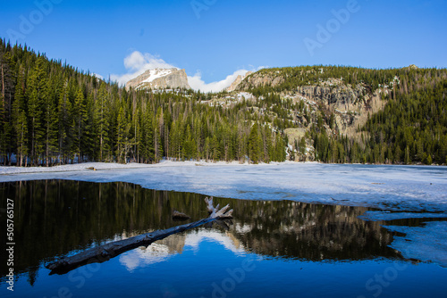 A beautiful spring morning at Bear Lake  Rocky Mountain National Park  in the great state of Colorado  USA