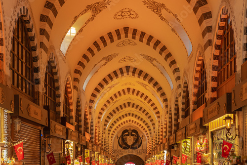 Ornamentation of the vaults and interior of the Egyptian Bazaar in Istanbul, Turkish photo