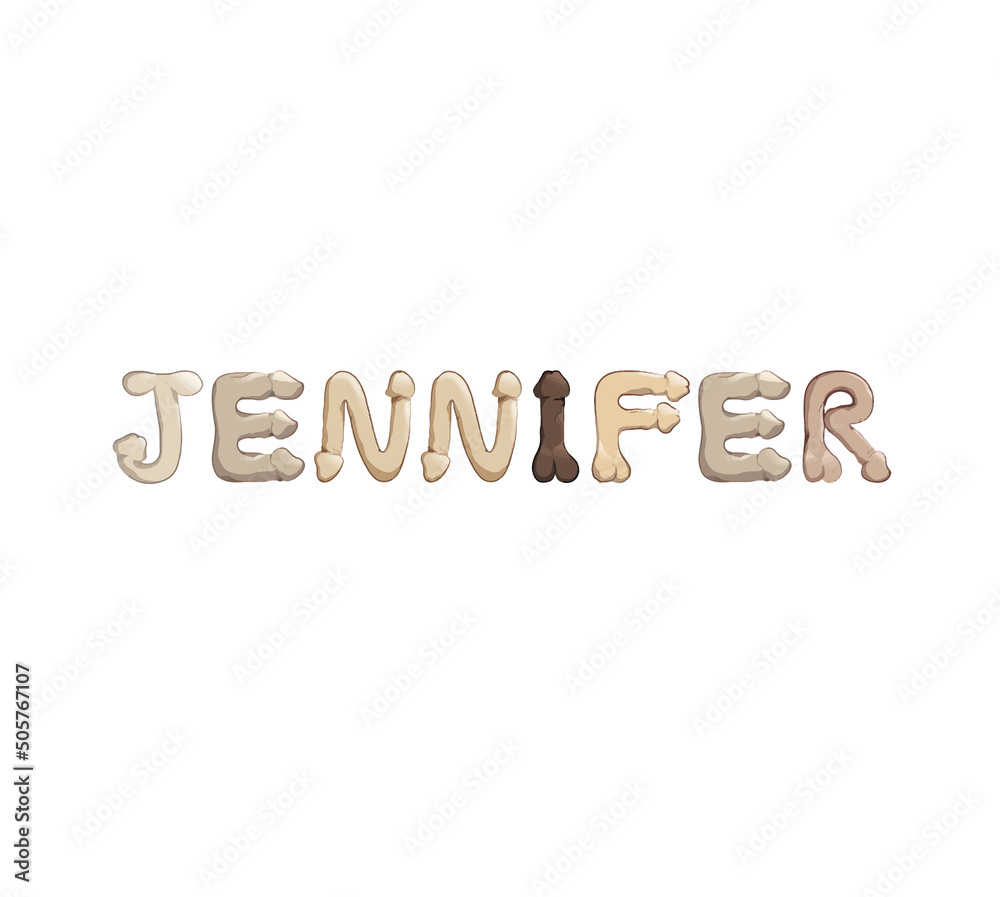 Jennifer name in letters stylized as male reproductive organs as a ...