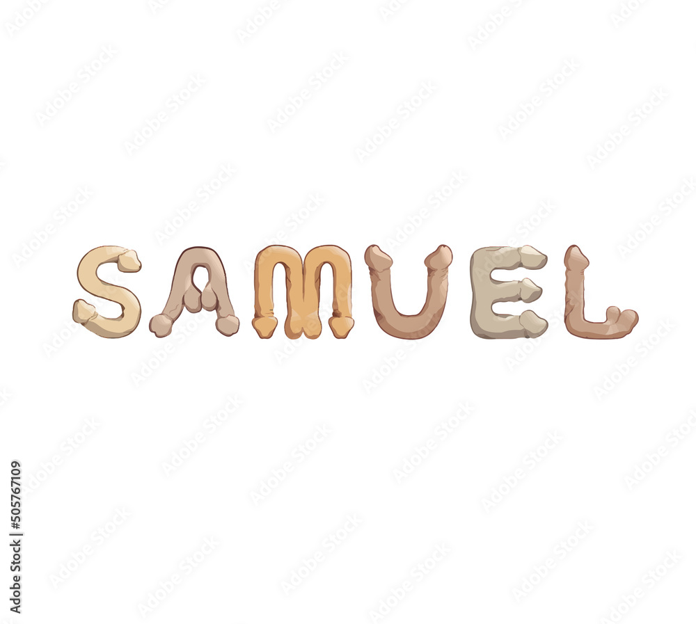 Samuel name in letters stylized as male reproductive organs as a decoration for parties Samuel name in letters stylized as male reproductive organs as a decoration for parties