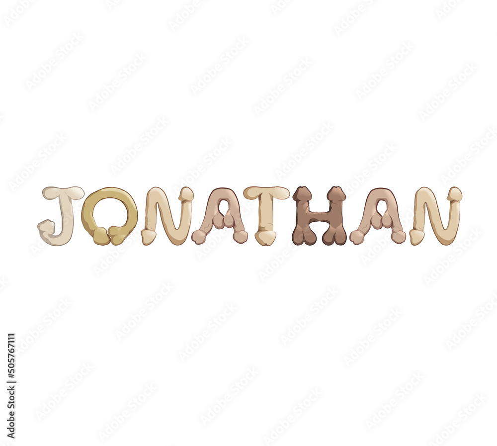 Jonathan name in letters stylized as male reproductive organs as a decoration for parties Jonathan name in letters stylized as male reproductive organs as a decoration for parties
