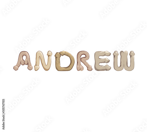 Andrew name in letters stylized as male reproductive organs as a decoration for parties