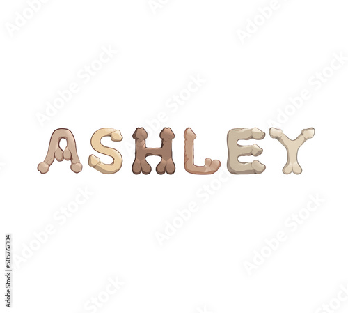 Ashley name in letters stylized as male reproductive organs as a decoration for parties