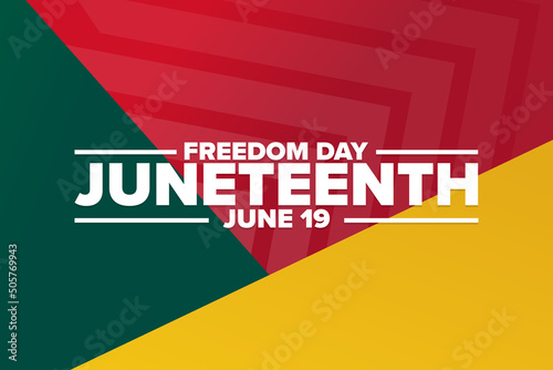 Juneteenth. Freedom Day. June 19. Holiday concept. Template for background, banner, card, poster with text inscription. Vector EPS10 illustration. photo