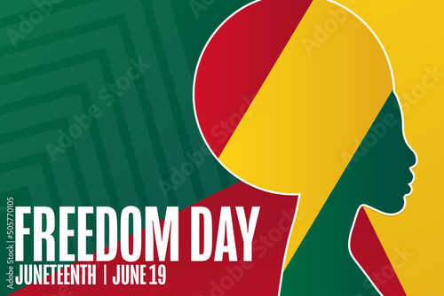 Juneteenth. Freedom Day. June 19. Holiday concept. Template for background, banner, card, poster with text inscription. Vector EPS10 illustration.