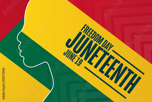 Juneteenth. Freedom Day. June 19. Holiday concept. Template for background, banner, card, poster with text inscription. Vector EPS10 illustration.