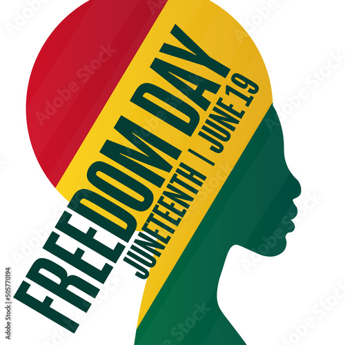 Juneteenth. Freedom Day. June 19. Holiday concept. Template for background, banner, card, poster with text inscription. Vector EPS10 illustration.