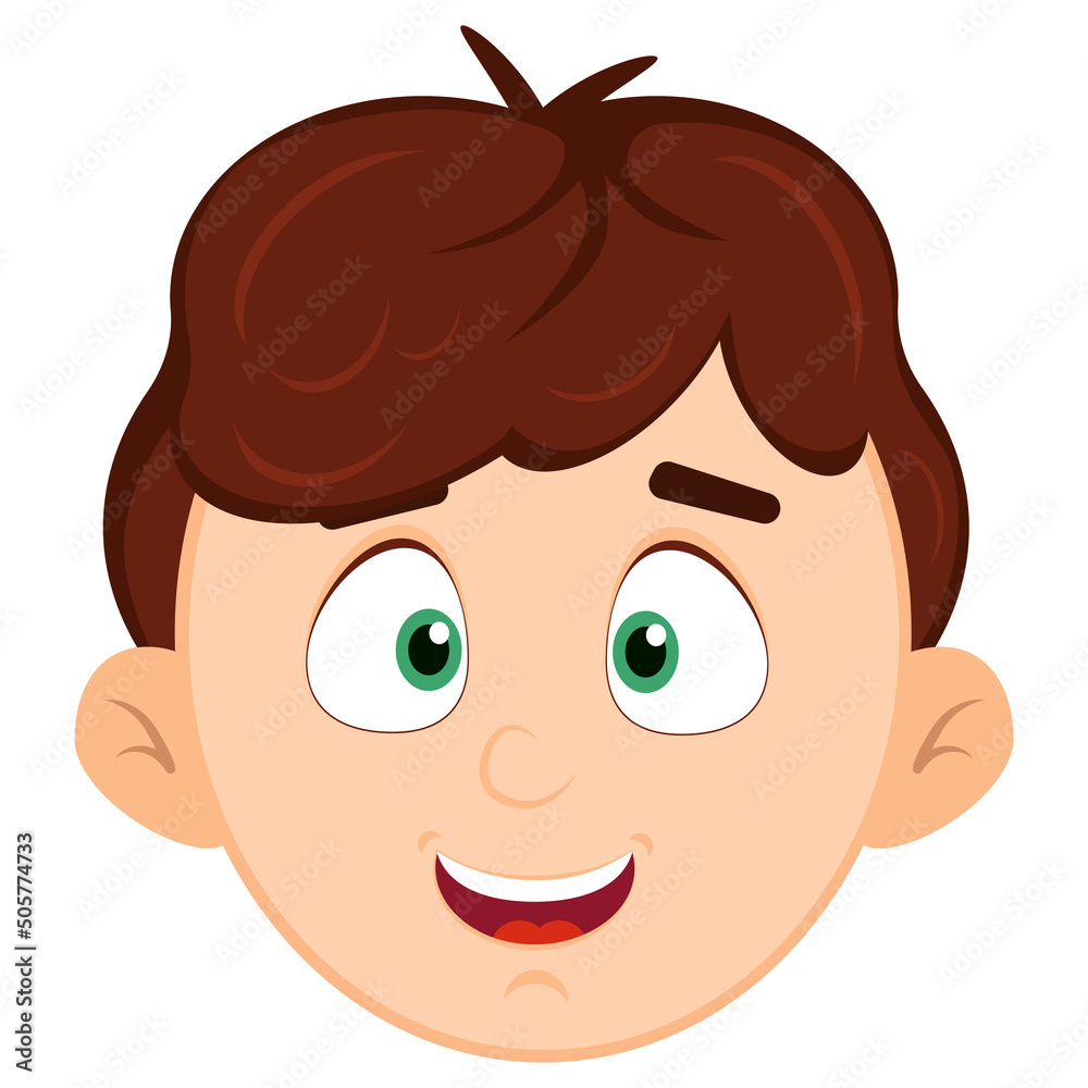 Head of a smiling boy with brown hair