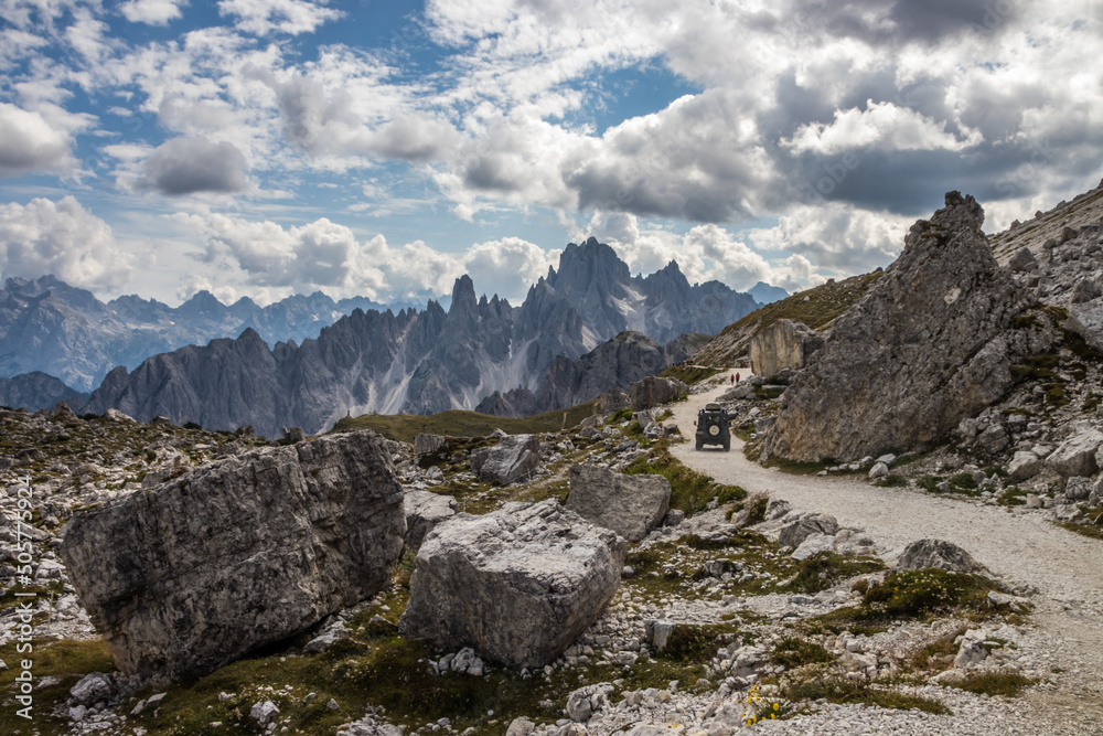 Mountain trail Tre Cime di Lavaredo in Dolomites Mountain trail Tre Cime di Lavaredo in Dolomites
