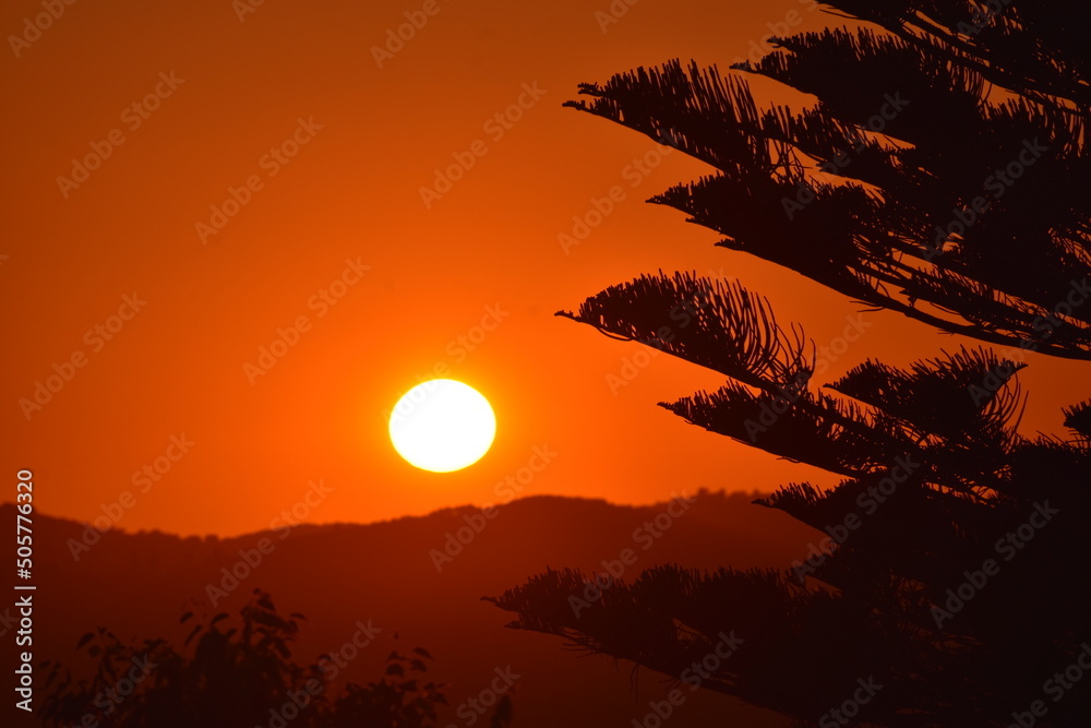 Sunset over the mountains in Corfu, Greece Sunset over the mountains in Corfu, Greece