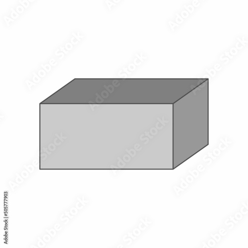Grey cuboid basic simple 3d shape isolated on white background