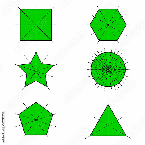 line of symmetry of square equilateral triangle circle star pentagon hexagon