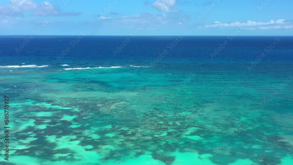 Caribbean sea with reef and turquoise water, tropical destinations. Aerial top view Caribbean sea with reef and turquoise water, tropical destinations. Aerial top view