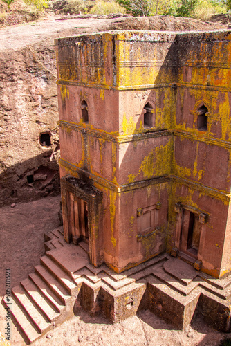 Biet Ghiorgis, Rock Hewn Orthodox Church in Lalibela in Ethiopia photo