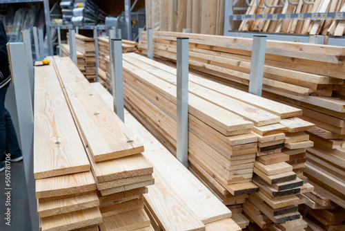 Lumber is sold in a store for construction and repair