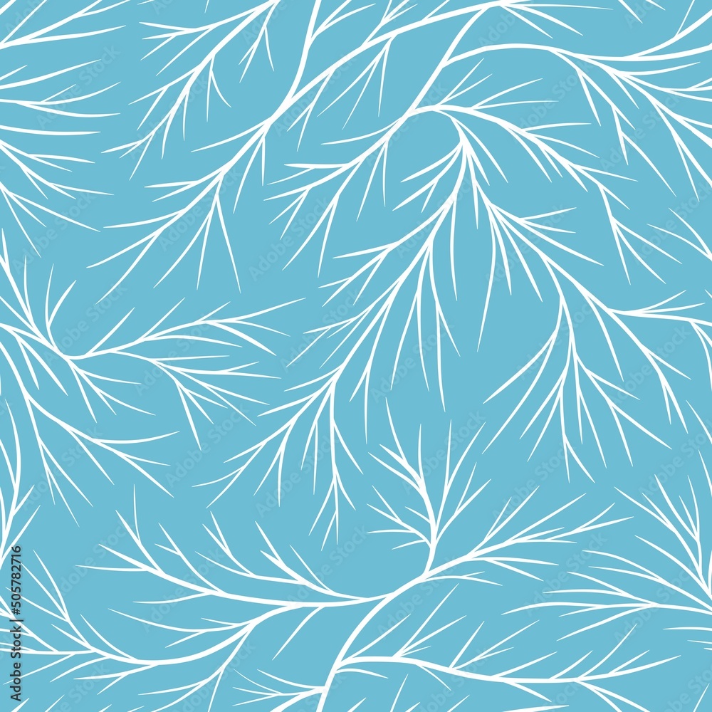 White branches on blue background. Winter pattern White branches on blue background. Winter pattern