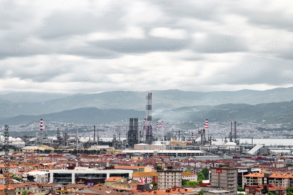 Turkey - May 19, 2022 : Tupras Izmit oil refinery, Tupras is Turkey's largest oil refinery Korfez/Kocaeli Turkey - May 19, 2022 : Tupras Izmit oil refinery, Tupras is Turkey's largest oil refinery Korfez/Kocaeli