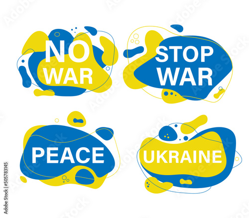 Vector liquid and fluid background illustration of No War, stop war, peace, ukraine. ukraine support concept. No war and military attack in Ukraine poster. yellow and blue colors of Ukrainian flag