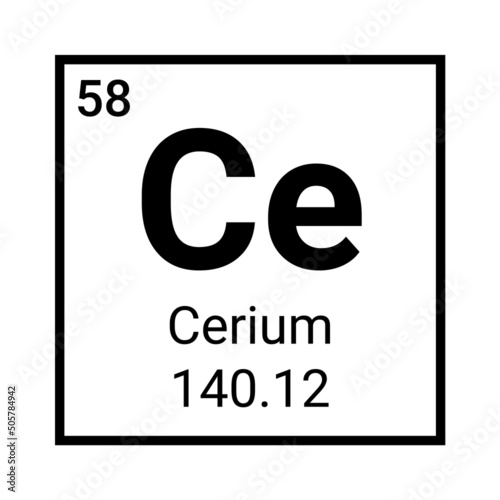 Cerium chemistry element science atom icon illustration photo