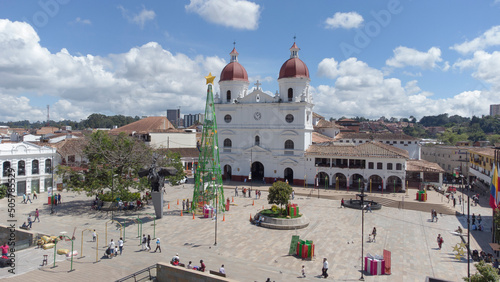 Obraz na płótnie Panoramic view of the municipality of Rionegro Antioquia Colombia, views from the air, drone photography Main Park w salonie