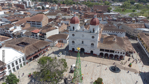 Panoramic view of the municipality of Rionegro Antioquia Colombia, views from the air, drone photography Main Park