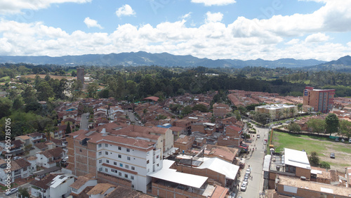 Panoramic view of the municipality of Rionegro  Antioquia Colombia  views from the air  drone photography