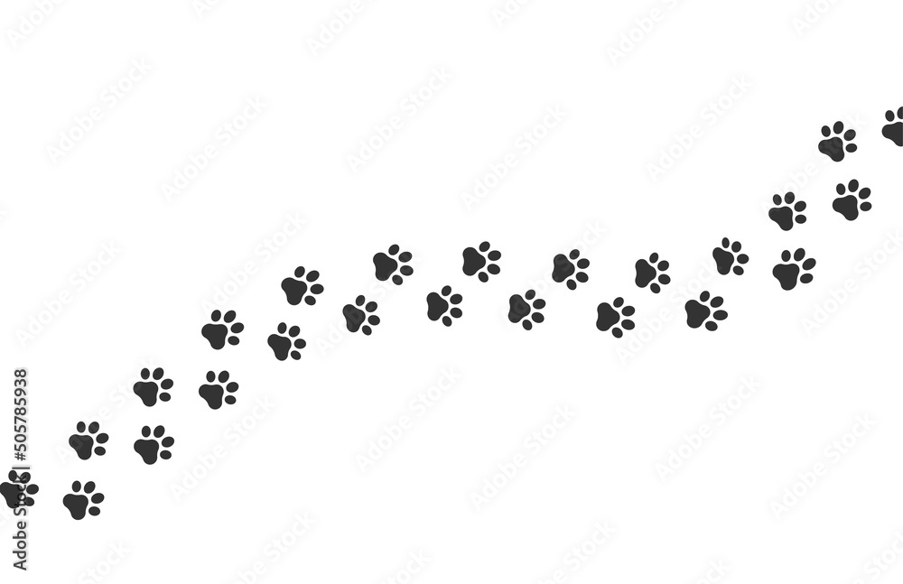 Dog footprint vector way. Cat footprint icon isolated pet silhouette path print Dog footprint vector way. Cat footprint icon isolated pet silhouette path print
