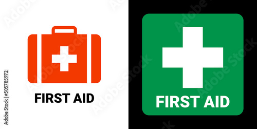First aid icon symbol. Vector cross safety medic treatment ambulance first aid help photo