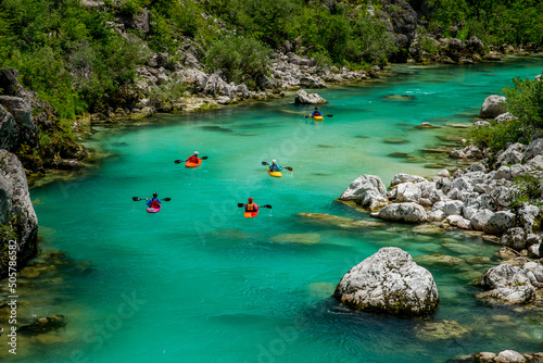 Foto Kayakers in Soca river valley