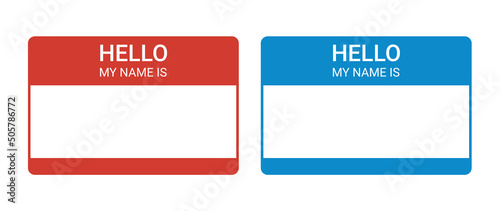 Name tag hello sticker badge. My nametag label vector hello card introduction blank sign