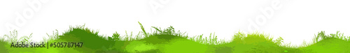 Background green hills vector. Realistic eco natural landscape. Lawn grass and plants